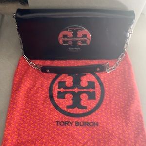 Tory Burch black coated leather shoulder bag